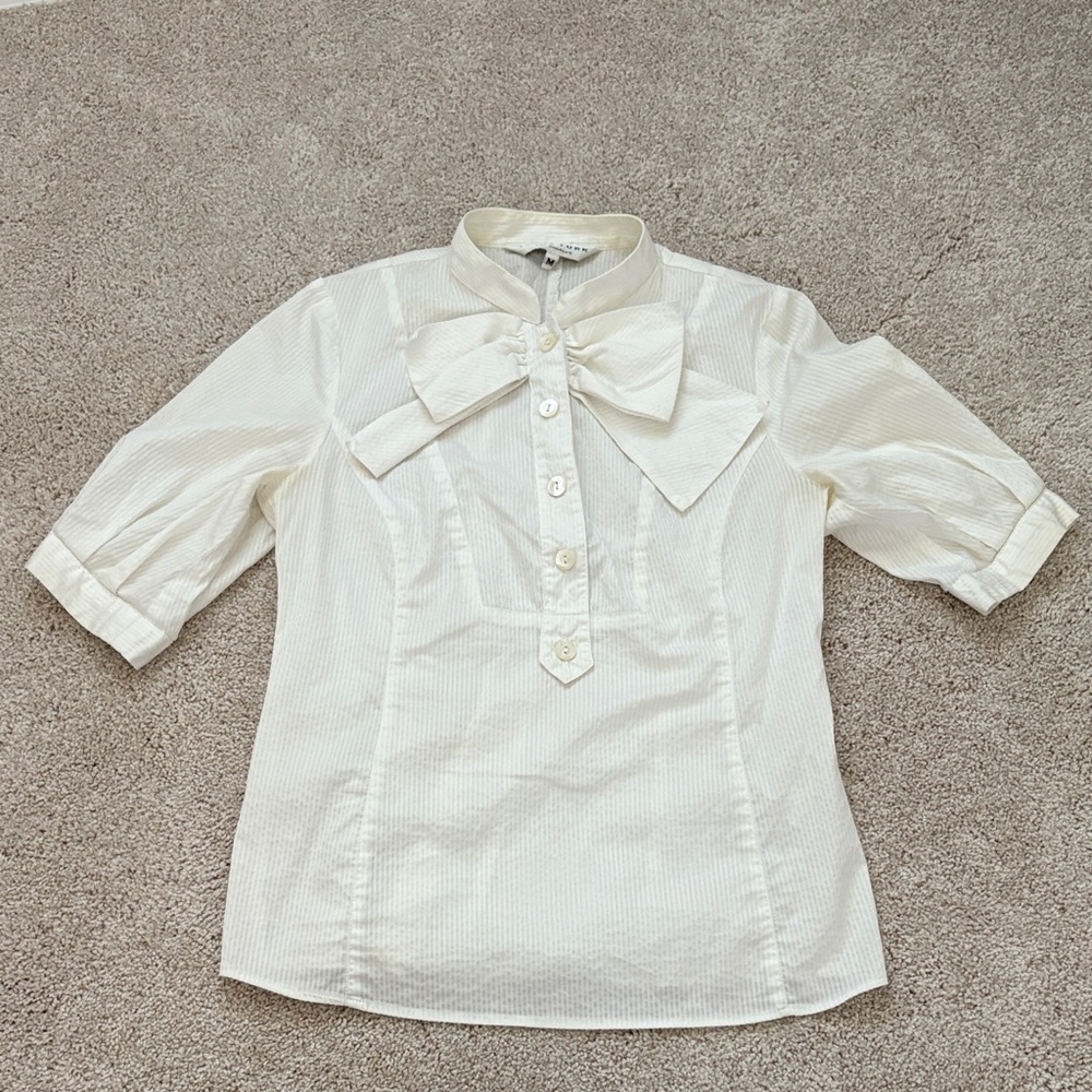 Vintage Trina Turk White Blouse with Bow Detail